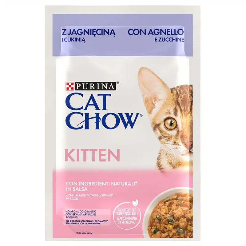 Premium - Cat Chow Kitten 26 x 85 g – Kitten Lamm & zucchini