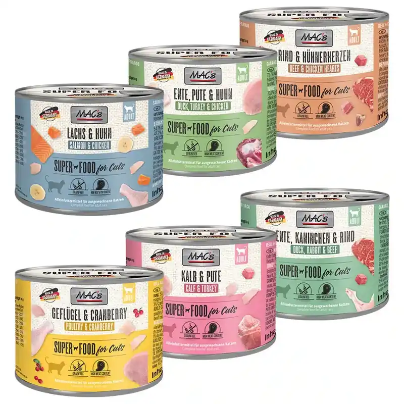 Blandpack MAC´s Cat kattfoder – 6 x 200 g Mix (6 sorter) - Rea