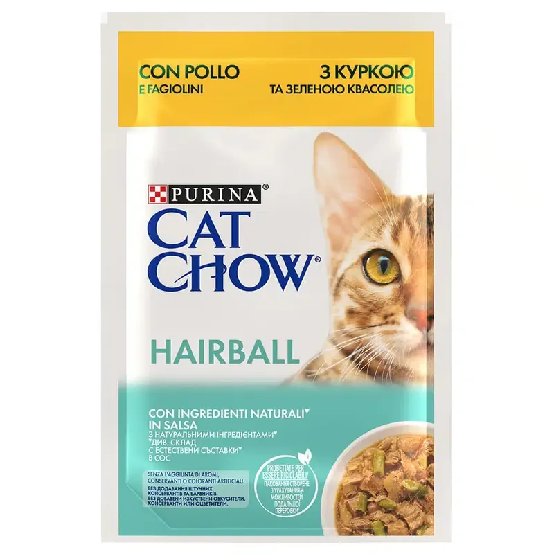 Beställ direkt | Cat Chow våtfoder – Hairball Kyckling & gröna bönor – 26x85g