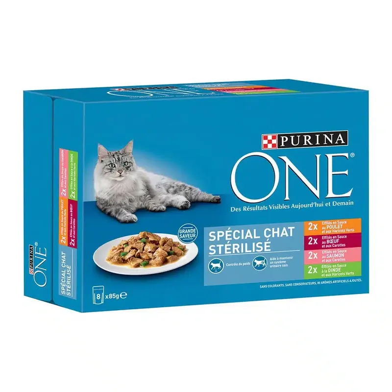 Sista chansen | PURINA ONE Sterilised Kyckling, nötkött, lax, kalkon -8 x 85 g