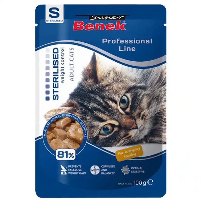 I lager | Super Benek Professional Line Sterilized Adult 24 x 100 g – Fjäderfä