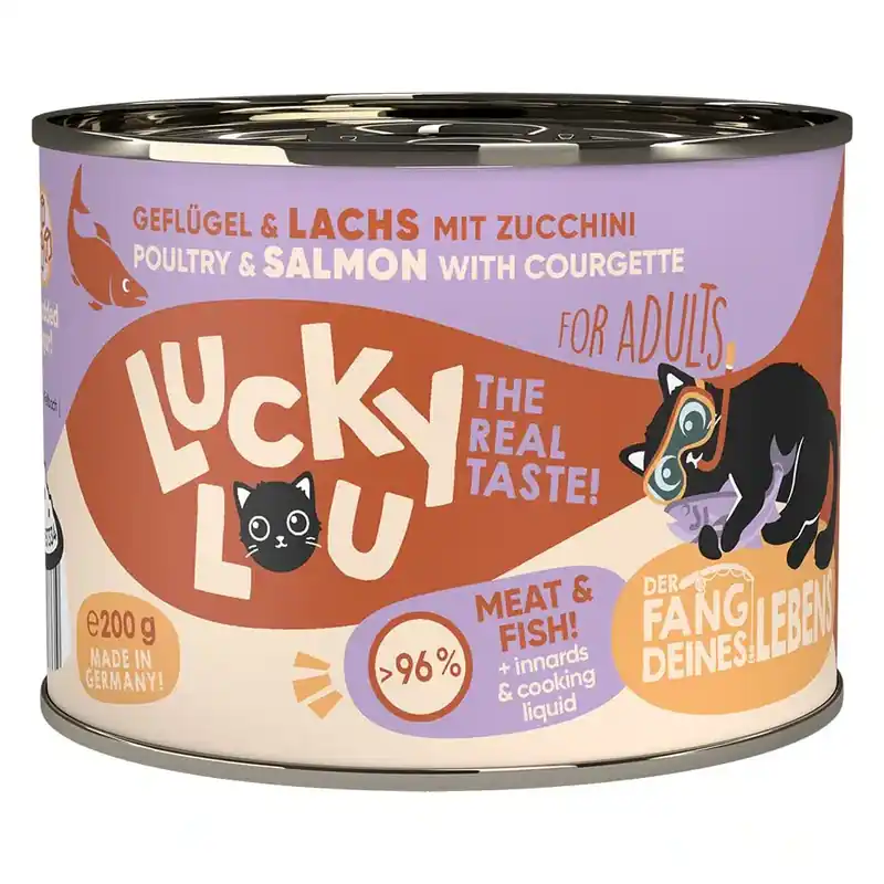 Lucky Lou Adult 6 x 200 g – Fjäderfä & lax - Specialpris