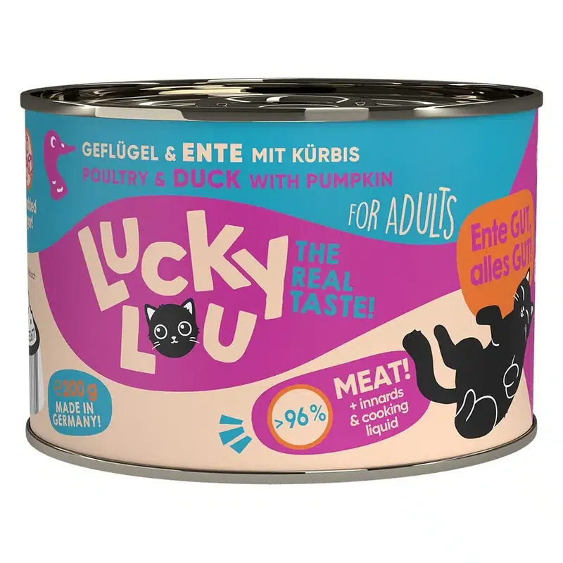 Lucky Lou Adult 6 x 200 g – Fjäderfä & anka - Nytt lägre pris