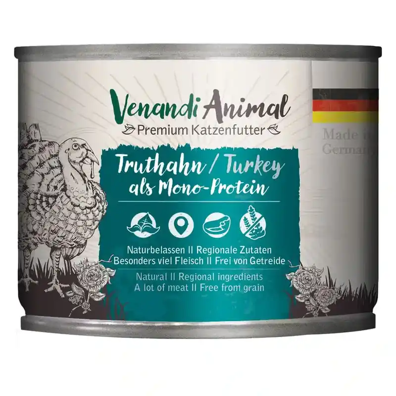 Enkel beställning - Venandi Monoprotein för djur 6 x 200 g – Kalkon