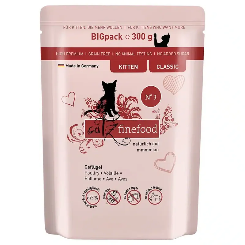 Favorit hos kunderna - catz finefood Kitten 6 x 300 g – Fjäderfä