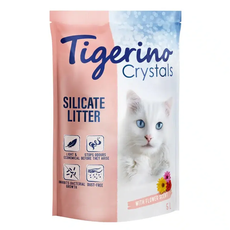 Prissänkt | Tigerino Crystals Flower Power kattsand Ekonomipack 6 x 5 l