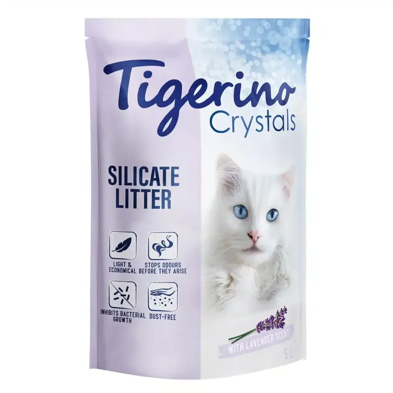 Tillverkarpris - Tigerino Crystals Lavendel kattsand med lavendeldoft Ekonomipack 6 x 5 l