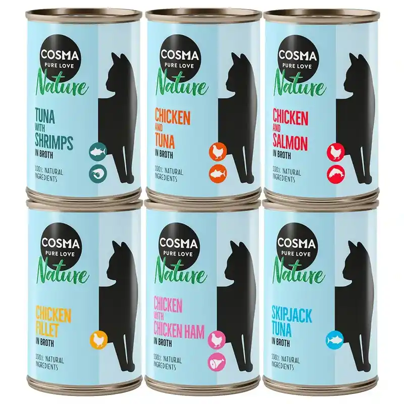 Topprodukt | Blandat provpack Cosma Nature – 6 x 140 g Blandpack 6 sorter
