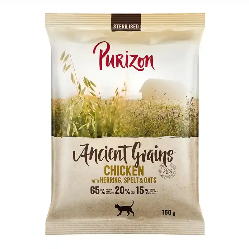 Purizon Ancient Grain Adult Sterilised med kyckling, fisk & urkorn – 150 g | Topprodukt