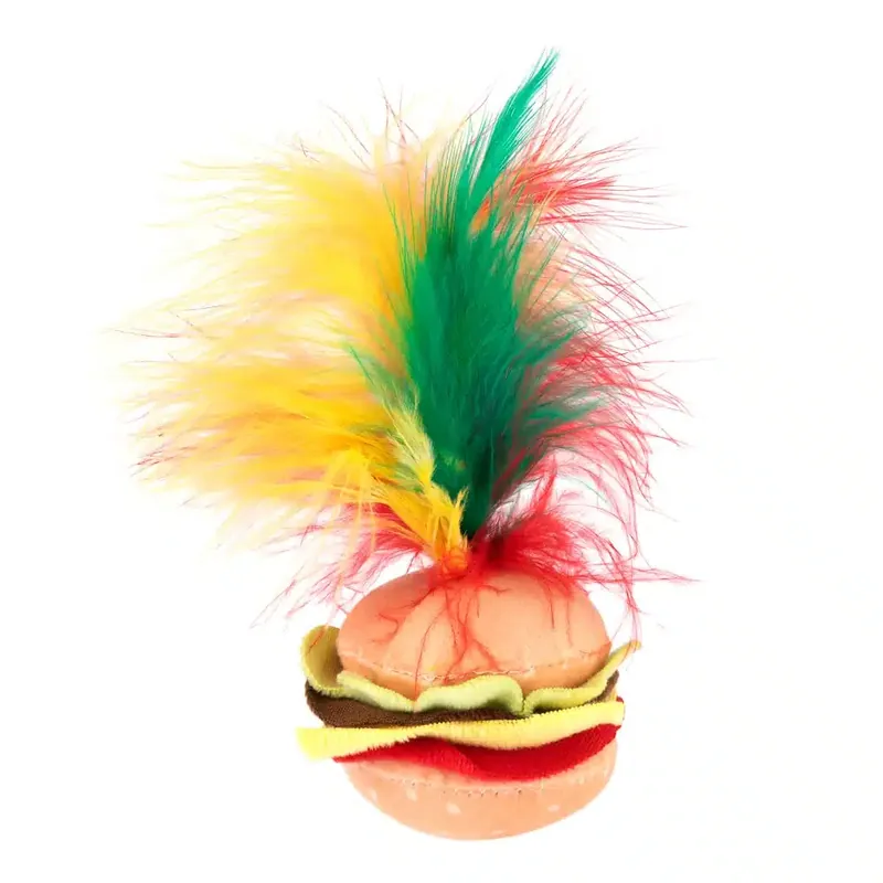 Kundfavorit - Crinkle Burger med fjädrar kattleksak – 1 st