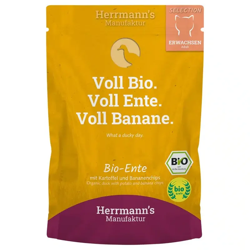 Herrmann’s Selection Ekologisk 20 x 100 g – Ekologisk Anka med Ekologisk Potatis & Ekologiska Bananchips | Bara idag