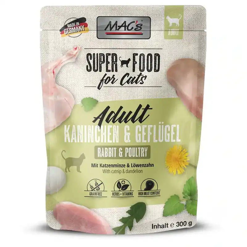 MAC´s Cat Pouch 6 x 300 g – Kanin & fjäderfä | Mycket populär