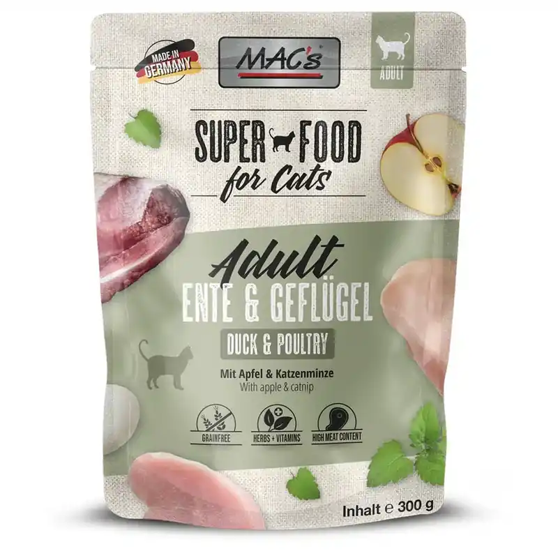 Prissänkt - MAC´s Cat Pouch 6 x 300 g – Anka & fjäderfä