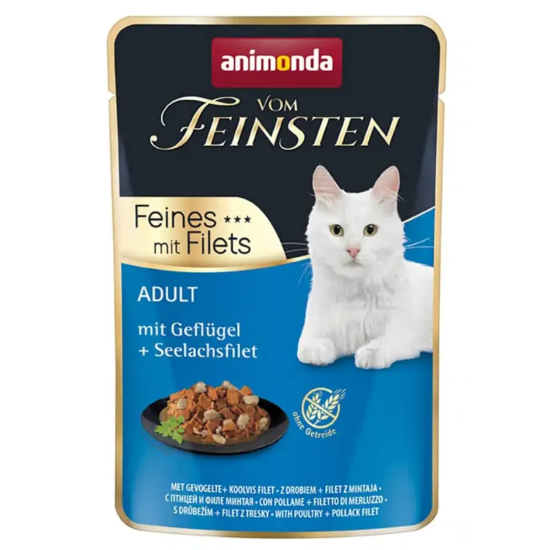 Ekonomipack Animonda Vom Feinsten Adult Mix Filet 18 x 85 g – Fjäderfä & gråsejfilé - Superpris