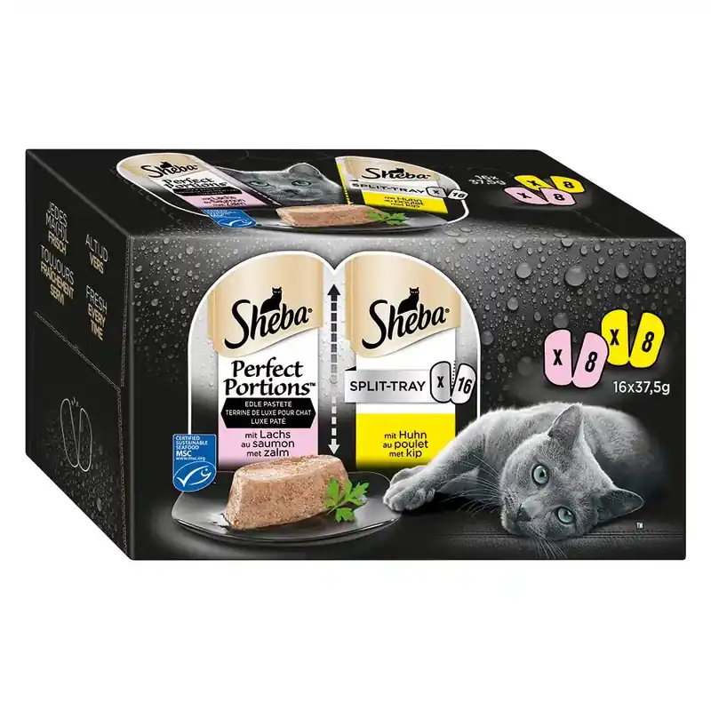 Efterfrågad | Sheba Perfect Portions Mix 16 x 37,5 g – Noble Paté Lax + Kyckling