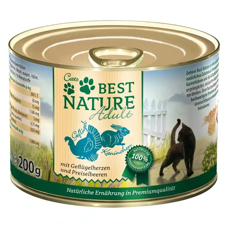 Hög kvalitet | Best Nature Cat Adult 6 x 200 g – Fjäderfä & kanin