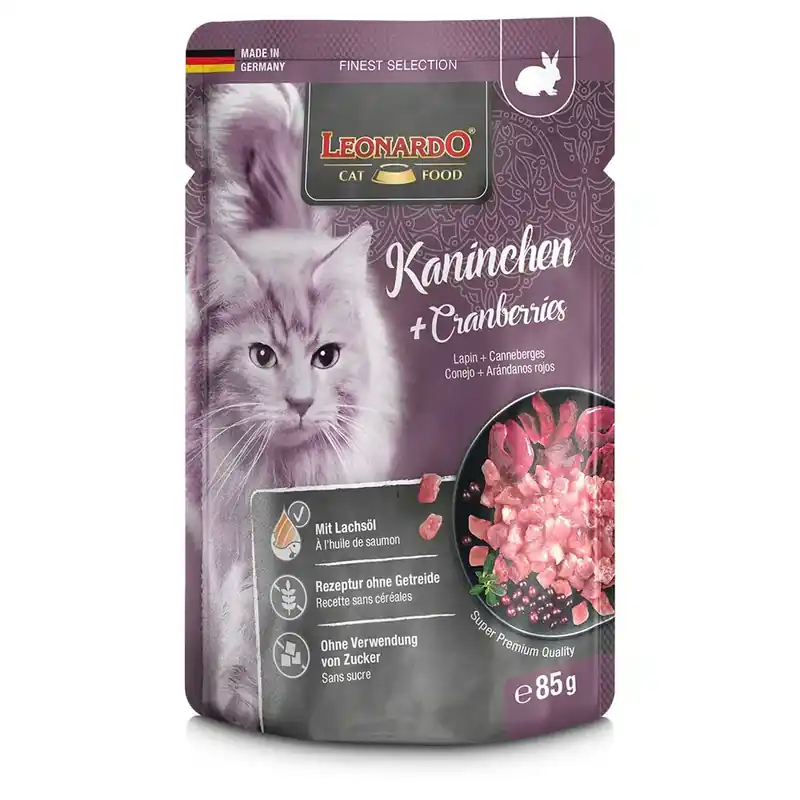 Direkt från fabriken - Leonardo Finest Selection Pouch 16 x 85 g – Rabbit & Cranberries