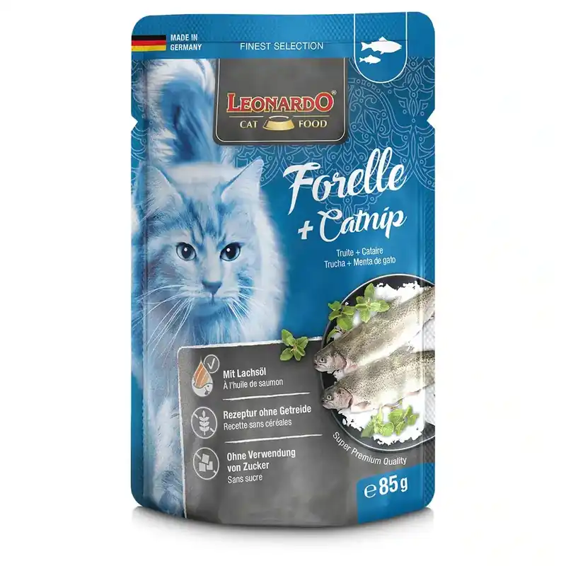 Premium | Leonardo Finest Selection Pouch 16 x 85 g – Trout & Catnip