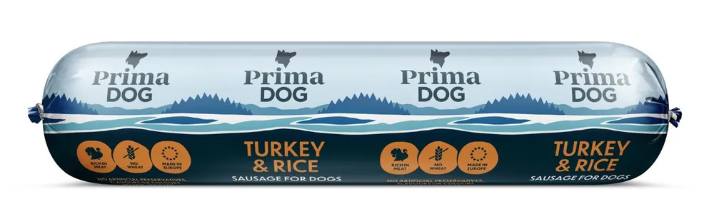 Nedsatt pris - Kalkon & Ris Köttkorv för hund - 12 x 800 g