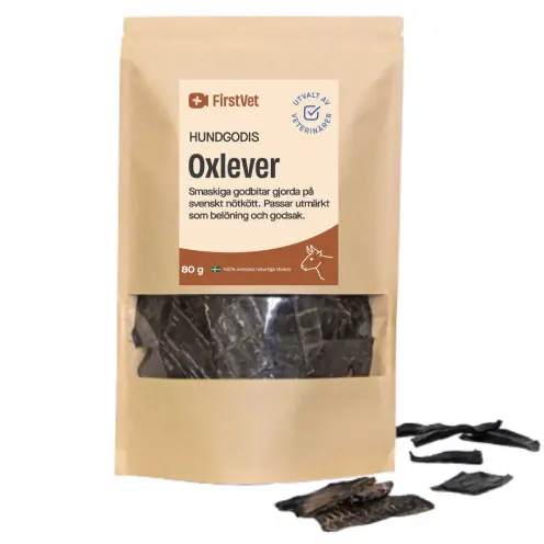 Säker betalning - FirstVets hundgodis - Svensk oxlever - 80 g