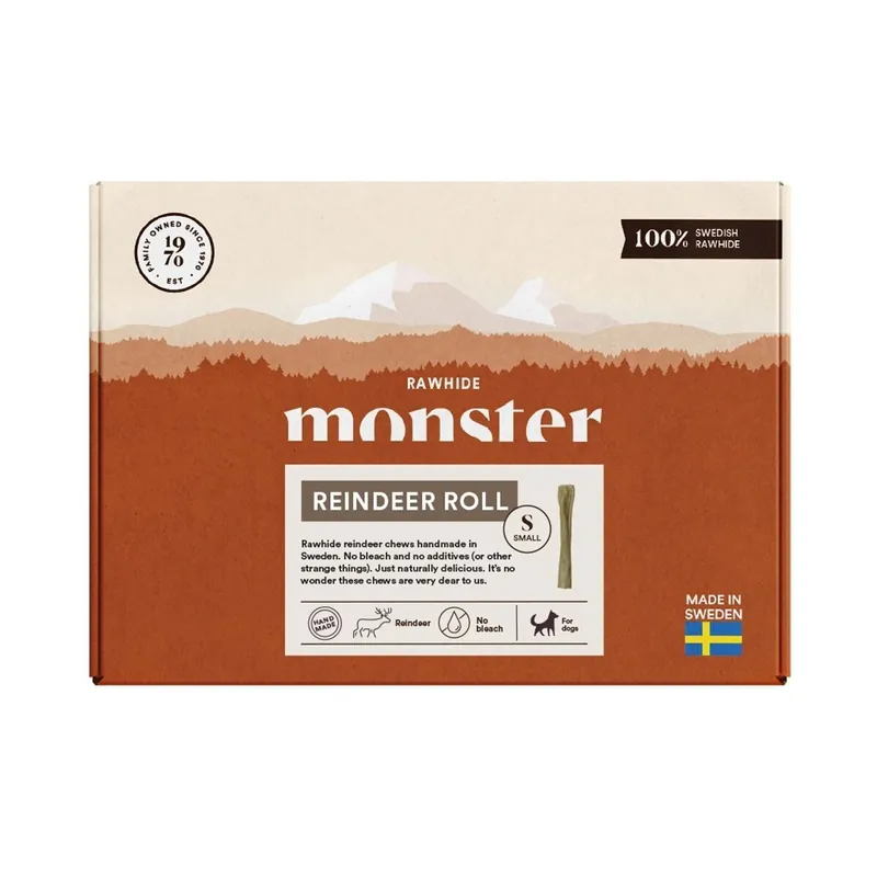 Lågt pris - Monster Hundgodis Rawhide Reindeer Roll Box - 13 tugg