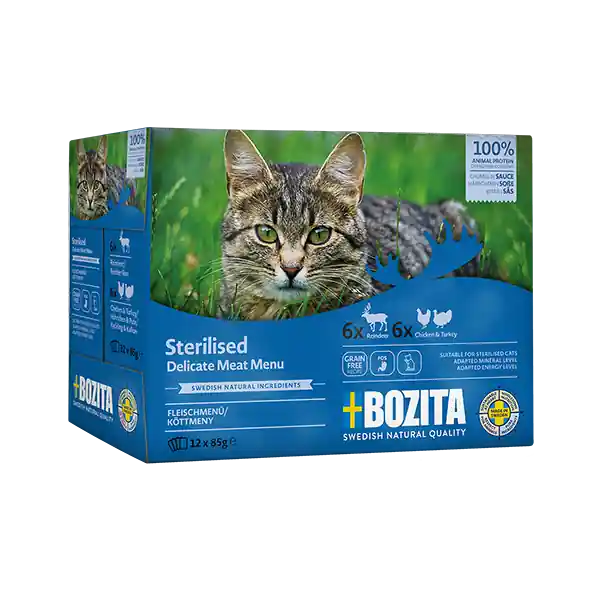 Multibox Sterilised Kött i Sås våtfoder för Katt - 12 x 85 g | Tidsbegränsat erbjudande