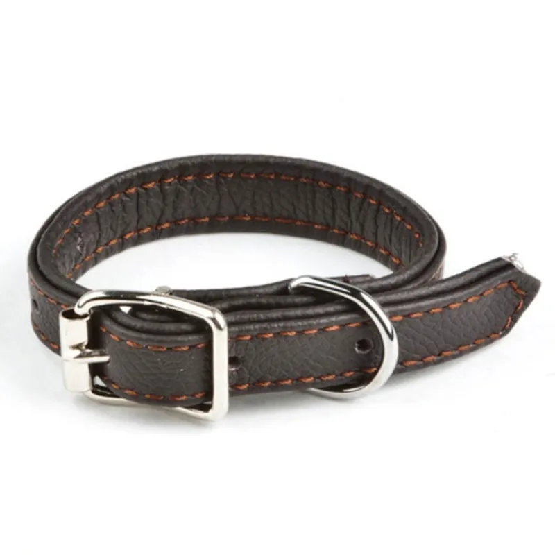 Finns i lager - Feel Leather Vadderat Läderhalsband Brun (1,8 x 55cm)