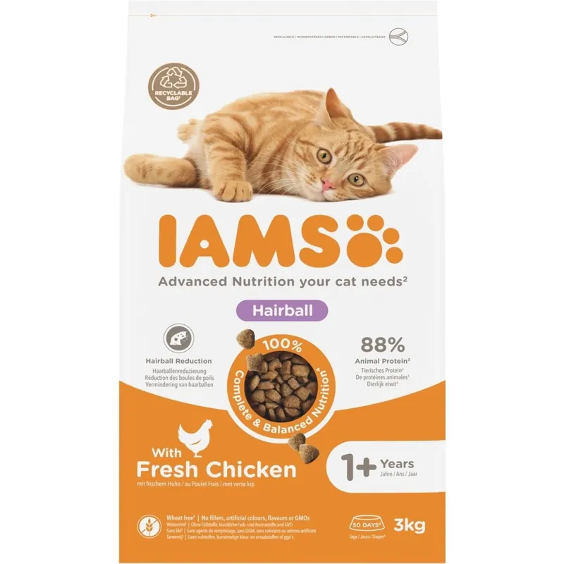 Iams for Vitality Cat Adult Hairball Chicken (3 kg) - Favorit hos kunderna