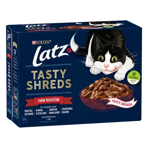 Latz Tasty Shreds Farm Selection Multipack 44x80 g | Bästsäljare