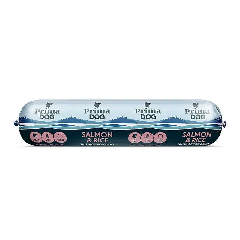 PrimaDog Sausage Salmon & Rice 800 g | Spara nu