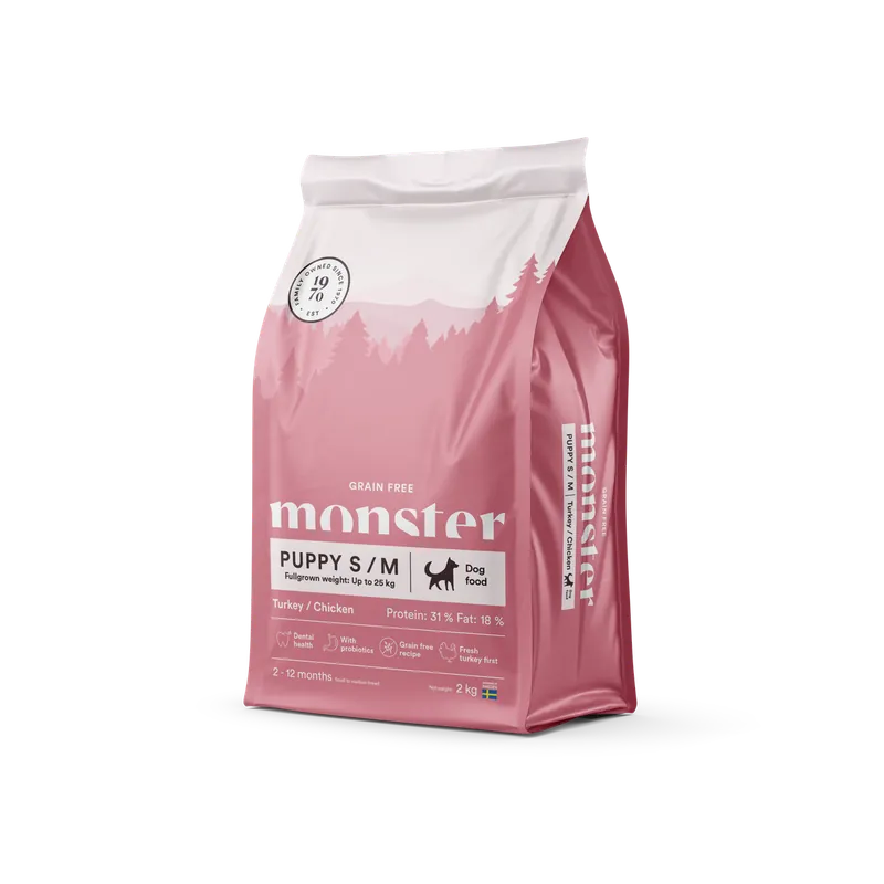 Monster Dog Grain Free Puppy S/M Turkey & Chicken 2 kg | Snabb leverans