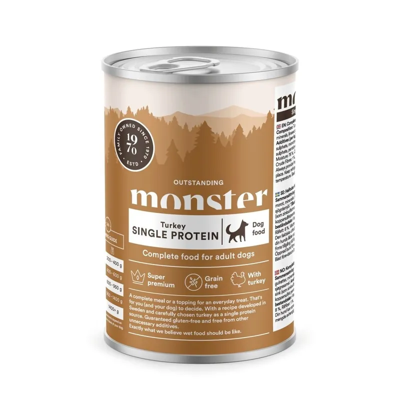 Försäljningssuccé | Monster Dog Adult Single Protein Turkey 400 g