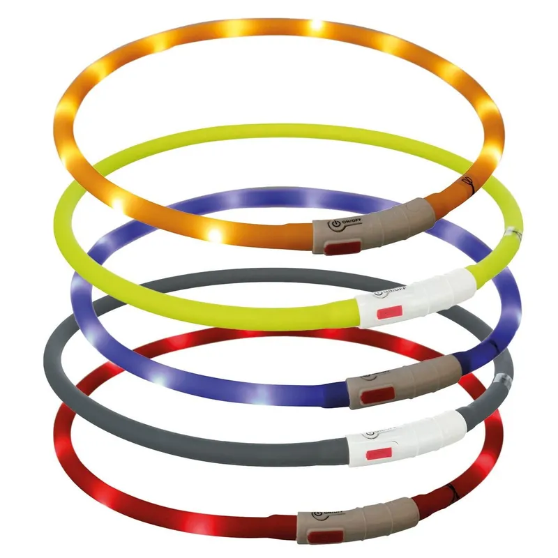 Trixie LED Lysande Hundhalsband med USB 70 cm (Svart) - Nyhet