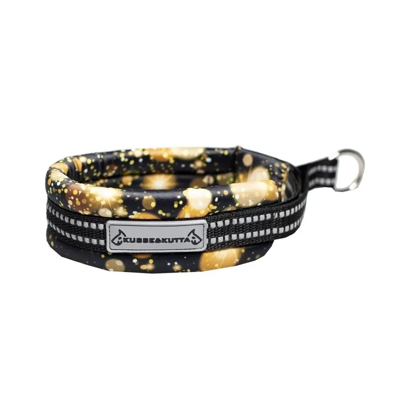 Tillverkarpris - Kusse & Kutta Hundhalsband Vadderat Svart & Guld (3)