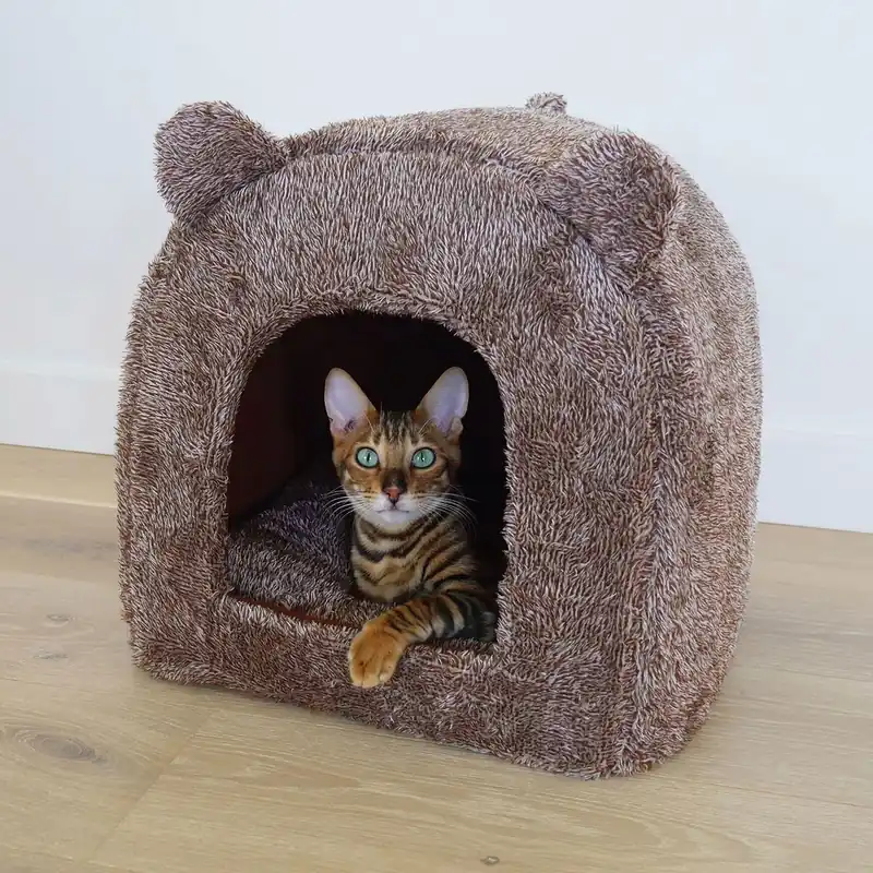 Rosewood Teddy Kattbädd Igloo Brun/Grå | Rabatt