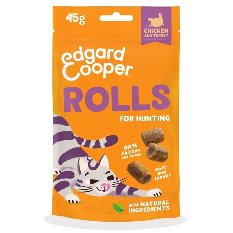 Edgard&Cooper Rolls Mjukt Kattgodis Kyckling & Kalkon 45 g - Nyligen lanserat