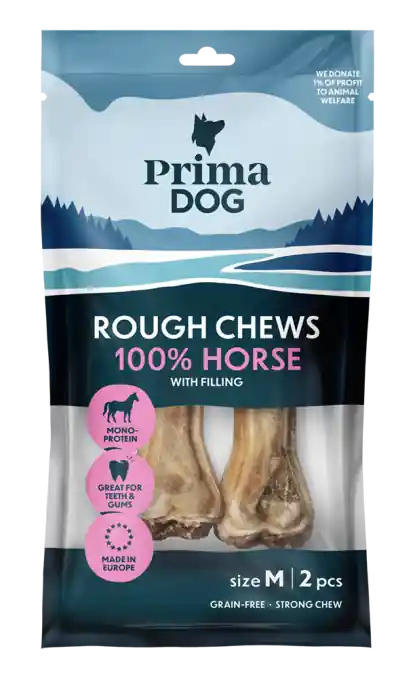 Endast idag | PrimaDog Rough Filled Chews Tuggben Häst M 2-pack