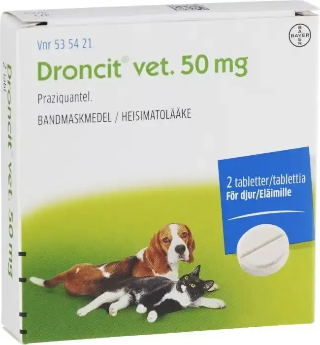 Kan beställas | Droncit vet. tablett för hund och katt 50 mg 2 st