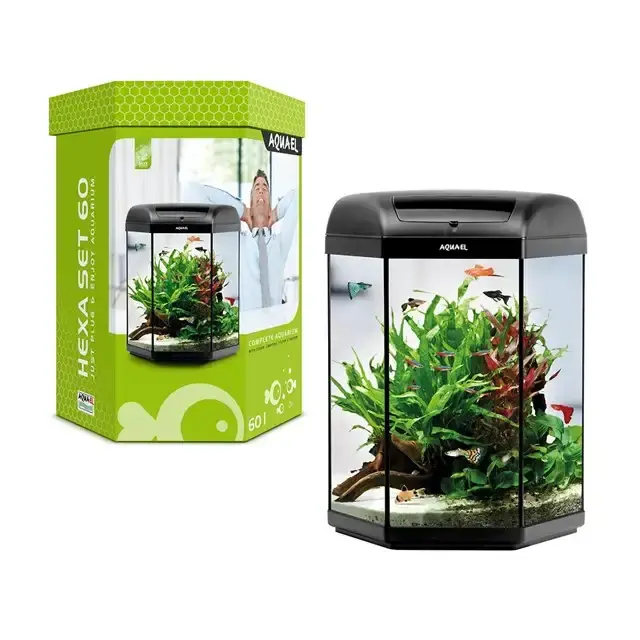 Beställ direkt | Aquael Hexa Set 60 – 6-kantigt akvarium – Startpaket