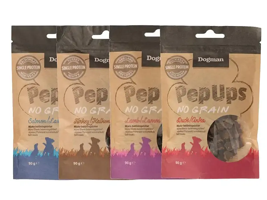 Dogman Pep Ups Spannmålsfritt Hundgodis 90g | Prisnedsättning