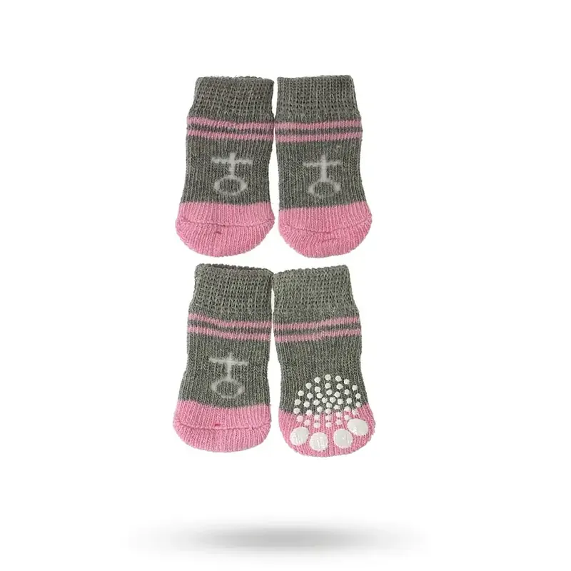 Venus Grey/Pink – Hundstrumpor med antiglid - Rekommenderas