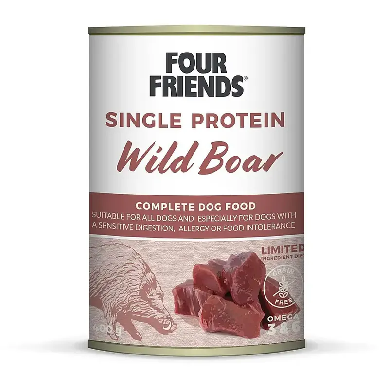 Four Friends Dog Single Protein Wild Boar 400 g - Nedsatt pris
