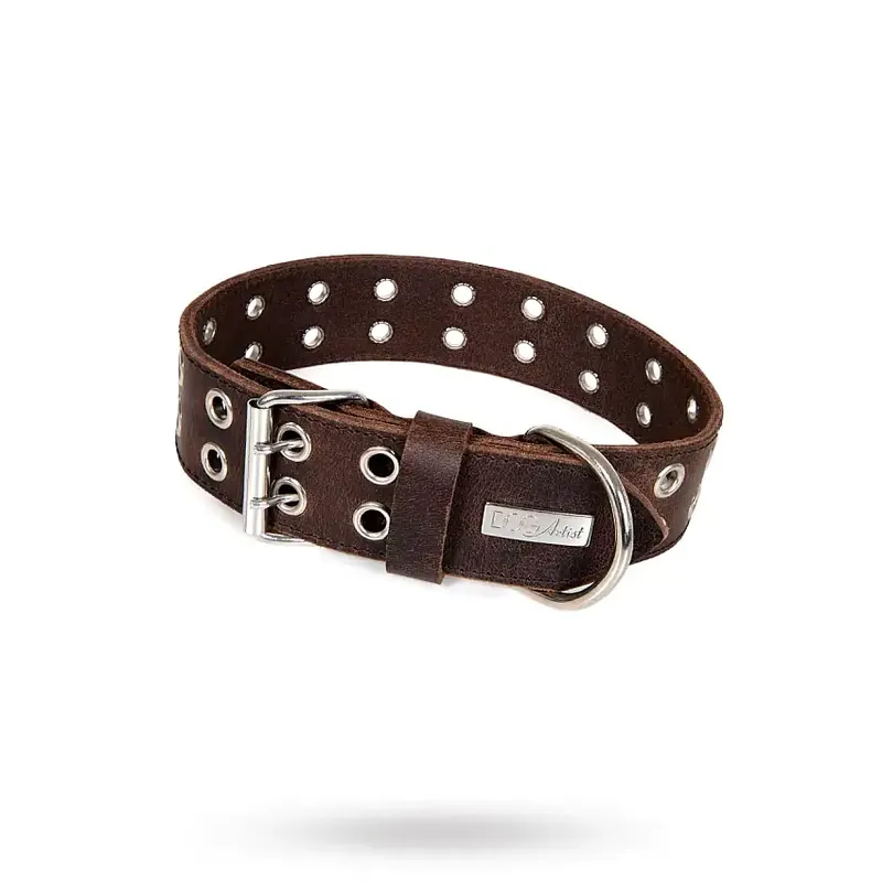 ROCK Dark Brown – Läder Hundhalsband - Sänkt pris