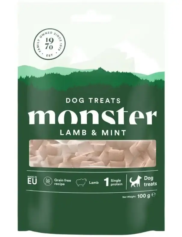 Monster Dog Treats Baked Lamb/Mint 100g | Nyhet hos oss
