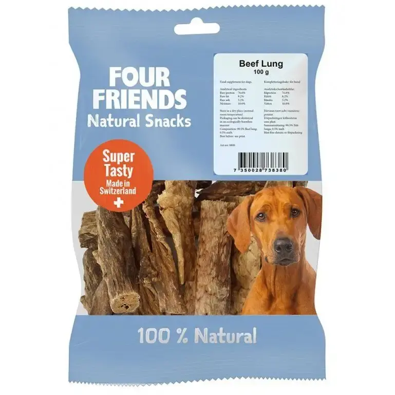 FourFriends Dog Natural Snack Beef Lung - Passa på nu
