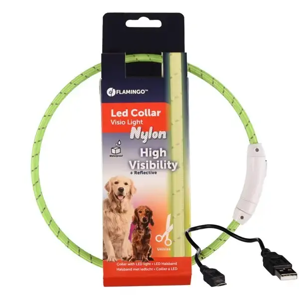 Lågt pris - Blinkhalsband Leora grön 33-63cm