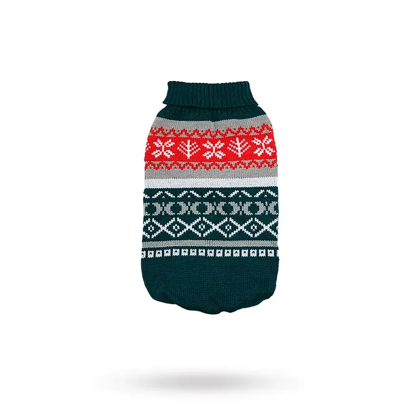 Precis inkommet - Green Fair Isle Vintage – Stickad Hundtröja