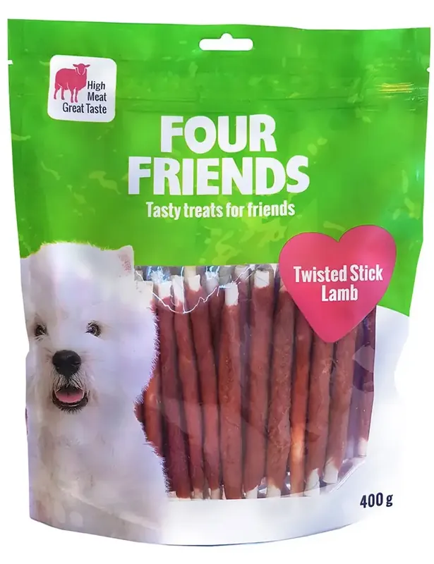 Expressfrakt - Belöningsgodis FourFriends Twisted Stick Lamb 12,5cm 40st