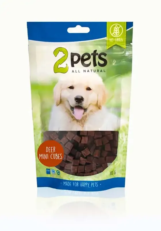 2pets hundgodis minikuber hjort, 100g - Prisnedsättning