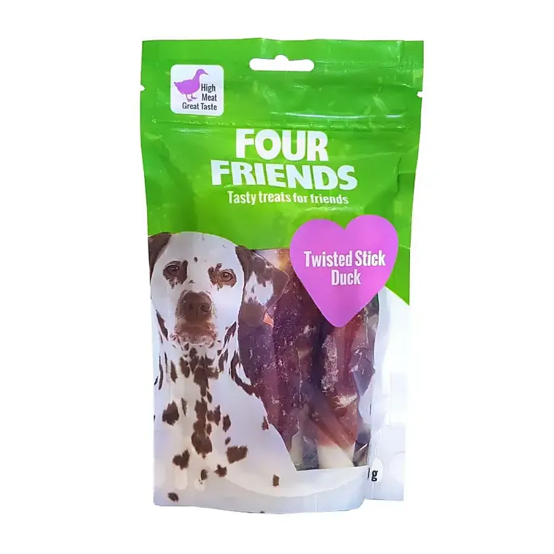 FourFriends Dog Twisted Stick Duck 12,5 cm 4-pack - Toppkvalitet